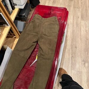 Massimo Dutti Women's Olive narural suede Jeans